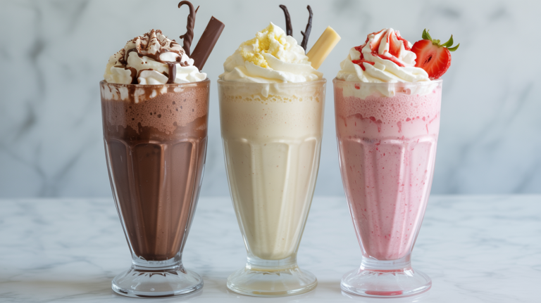 Classic vanilla, chocolate, and strawberry hand-spun milkshakes at Sheetz